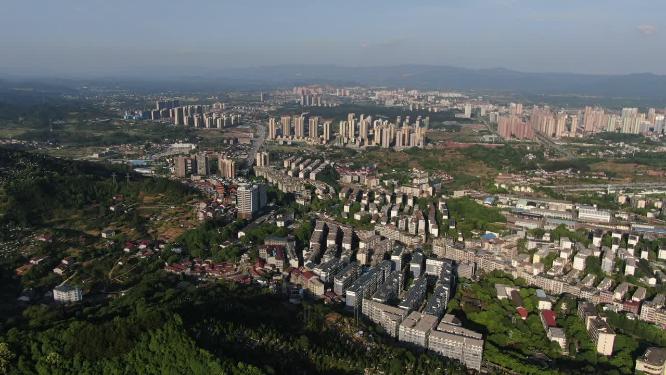 航拍湖南湘西怀化城市建设