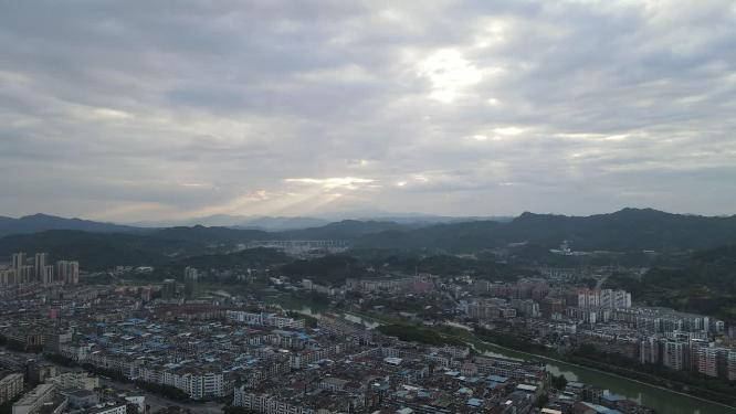航拍湖南湘西怀化城市建设