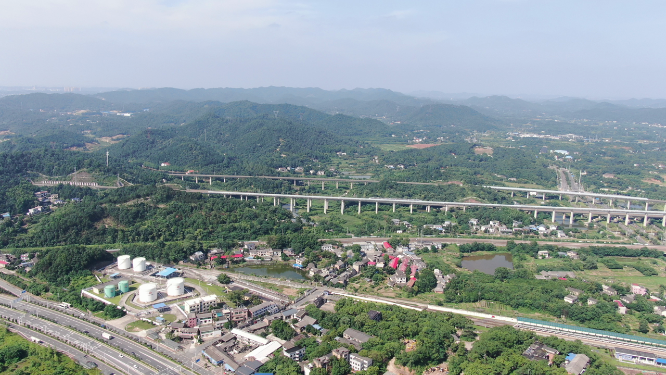 航拍湖南长株潭城际铁路交通