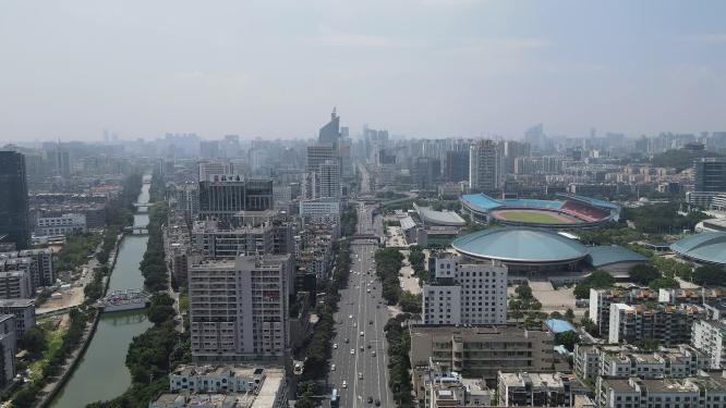 航拍福建福州城市交通