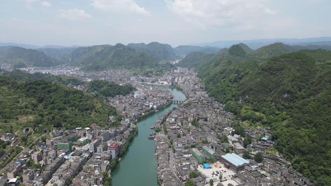 航拍贵州黔东南镇远古镇5A景区