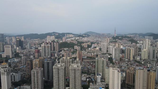 航拍贵阳城市密集高楼建筑