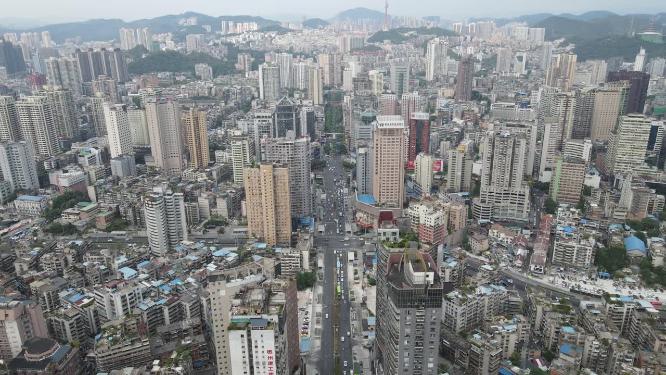 航拍贵阳城市密集高楼建筑