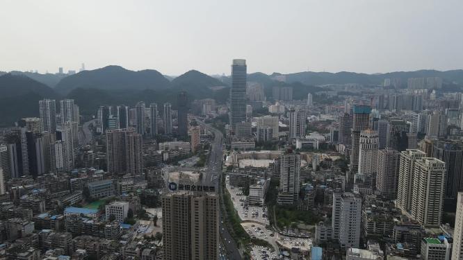 航拍贵阳城市密集高楼建筑