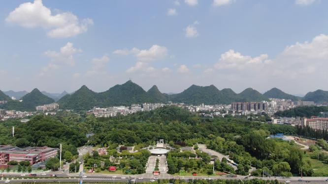 航拍贵阳花溪国家湿地公园