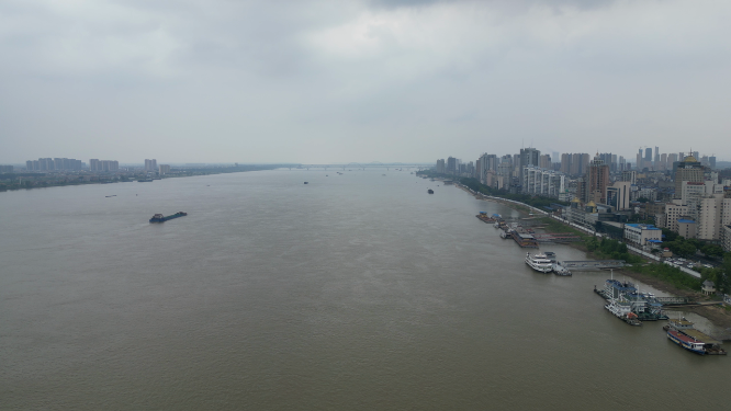 航拍长江风光江西九江