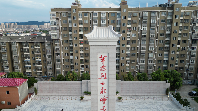 航拍革命英雄纪念碑江西瑞昌