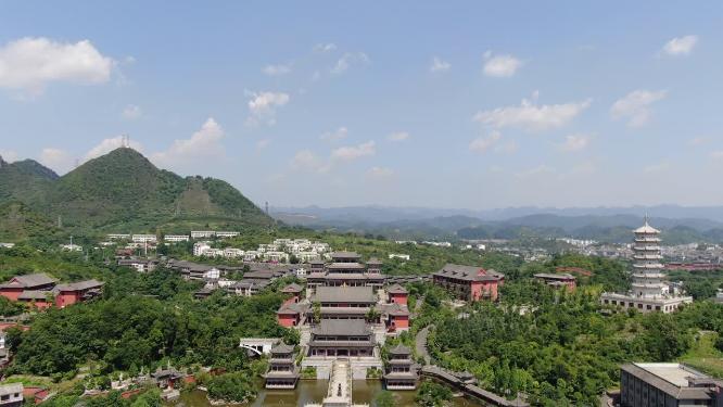 航拍贵州贵阳大兴国寺航拍