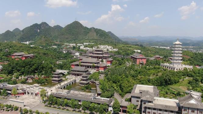 航拍贵州贵阳大兴国寺航拍