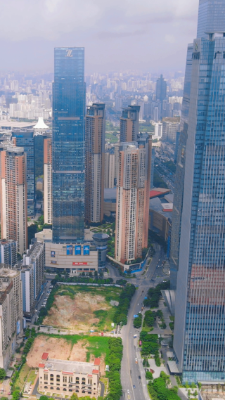 4K航拍广西东盟商务区城市高楼建筑