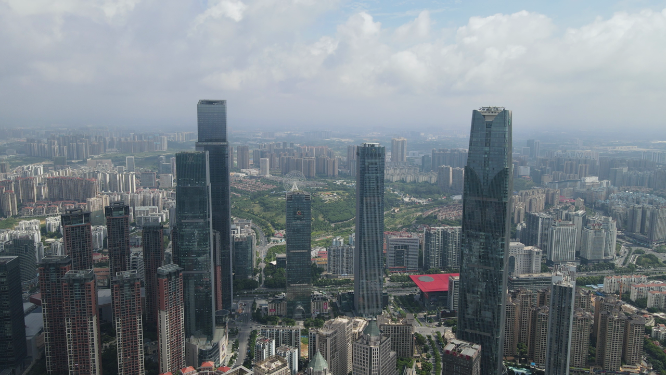 4K航拍广西东盟商务区城市高楼建筑