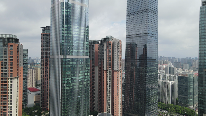 4K航拍广西东盟商务区城市高楼建筑