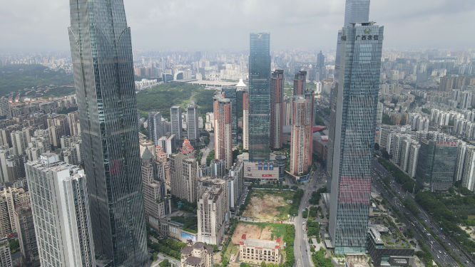 4K航拍广西东盟商务区城市高楼建筑