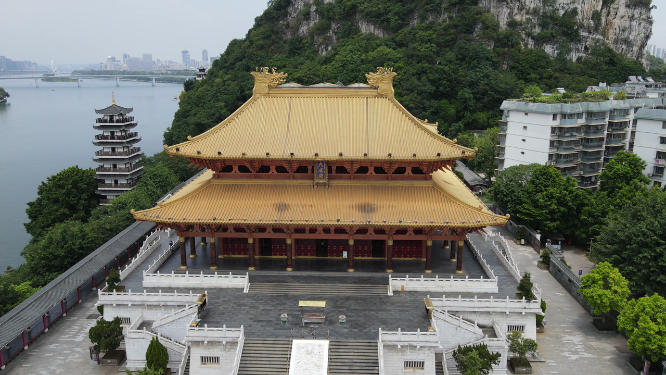 4K航拍广西柳州文庙历史文化古建筑