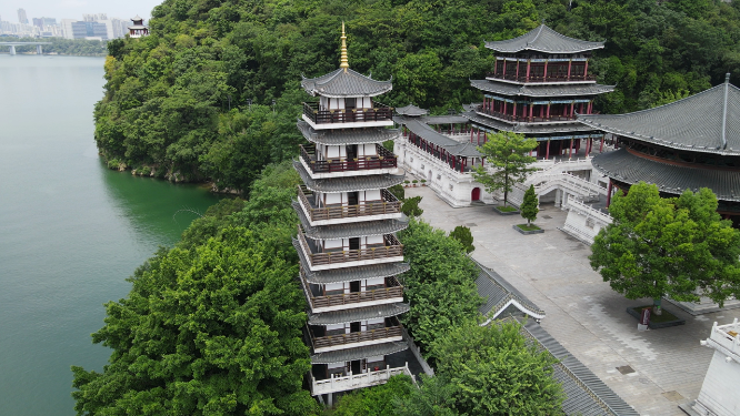 4K航拍广西柳州文庙历史文化古建筑