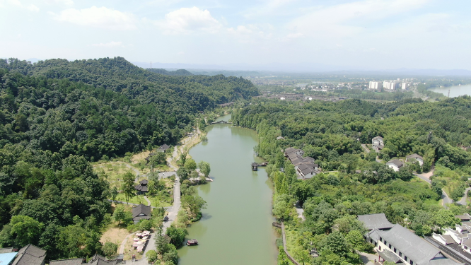 4K航拍湖南桃花源5A景区五柳湖