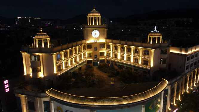 4K航拍福建汀州古城4A景区夜景灯光