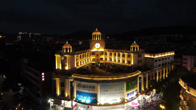 4K航拍福建汀州古城4A景区夜景灯光