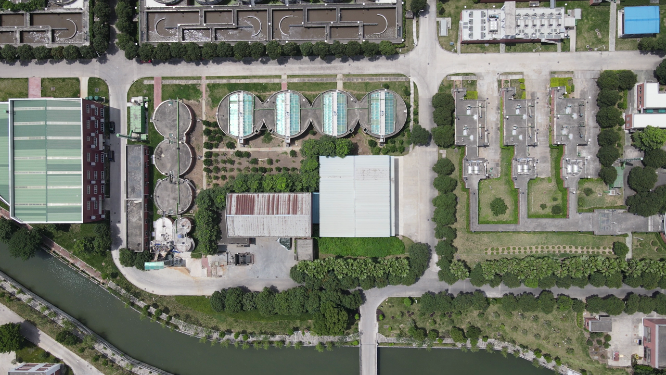 4K航拍福建福州城市污水处理厂