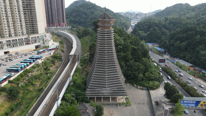 4K航拍贵州侗族少数民族鼓楼