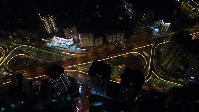 4K航拍贵州贵阳花果园立交桥夜景
