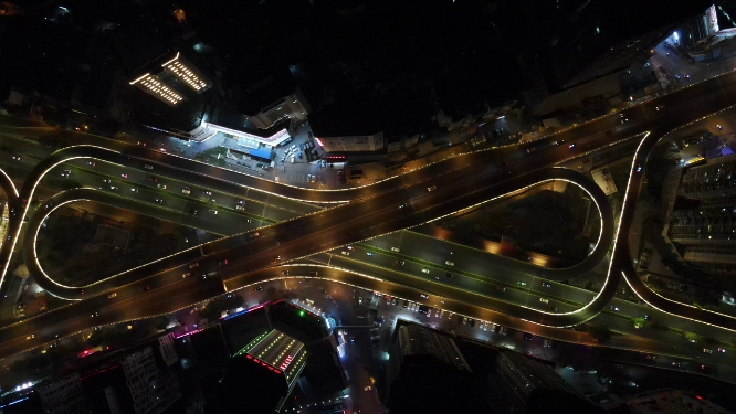 4K航拍贵州贵阳花果园立交桥夜景