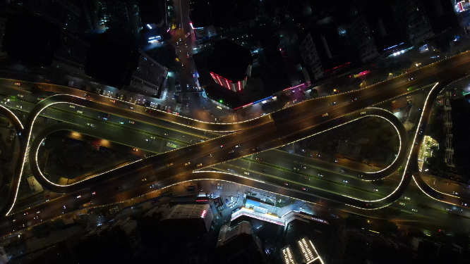 4K航拍贵州贵阳花果园立交桥夜景