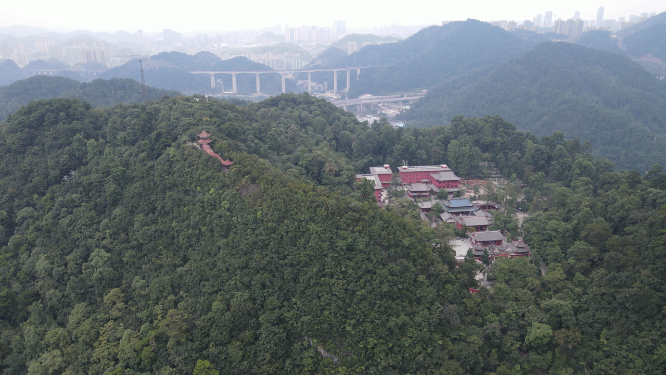 4K航拍贵州贵阳黔灵山4A景区弘福寺