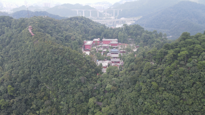 4K航拍贵州贵阳黔灵山4A景区弘福寺