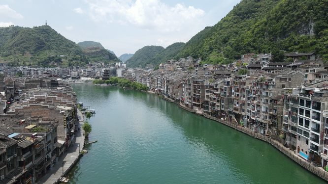4K航拍贵州镇远古镇5A景区舞阳河两岸