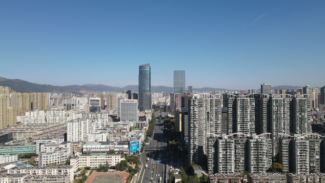 云南昆明广场航拍 