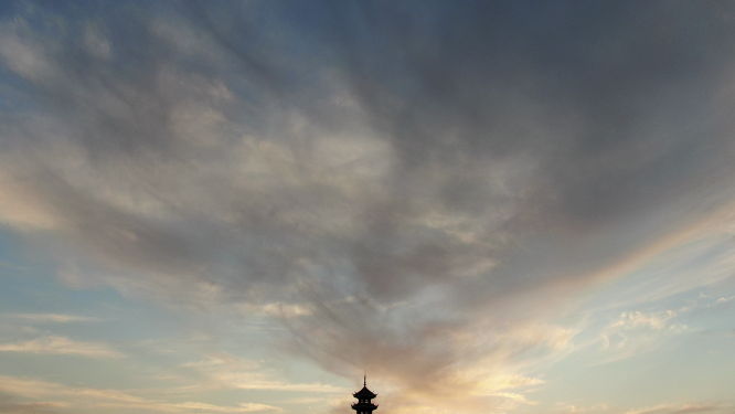 侗族风雨桥日落晚霞夕阳航拍