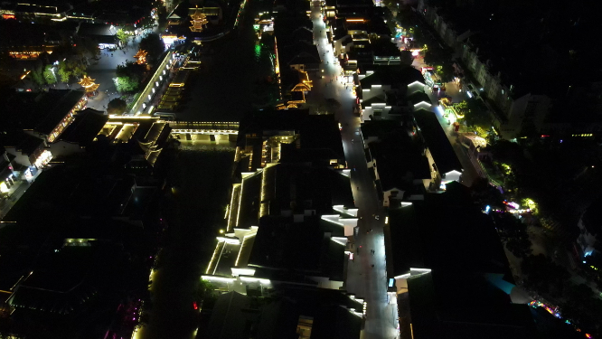 南京城市夜景灯光秦淮河夫子庙航拍