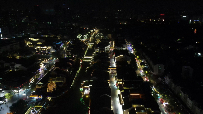 南京城市夜景灯光秦淮河夫子庙航拍