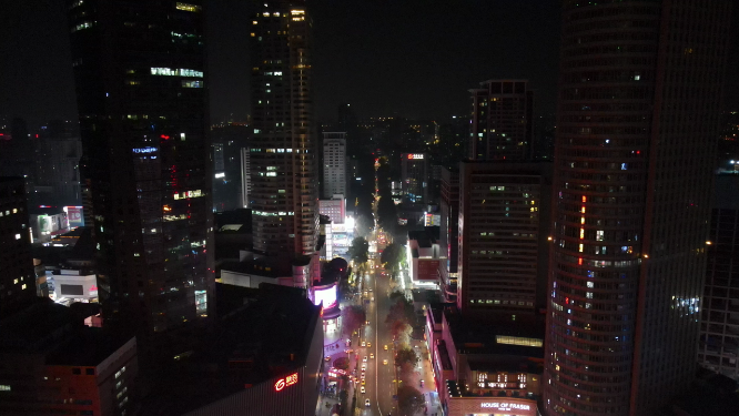 江苏南京夜景交通航拍