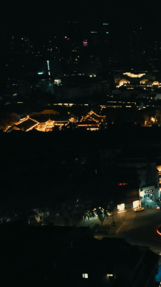 南京夫子庙秦淮河夜景竖屏航拍