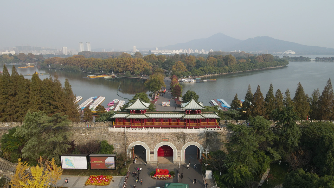 南京玄武湖秋色航拍