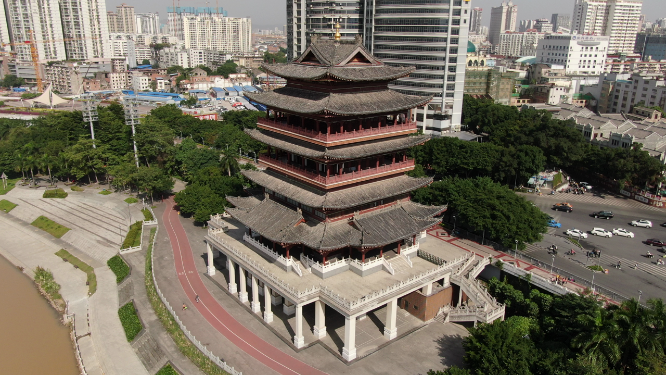 航拍广西南宁畅游阁历史文化古建筑