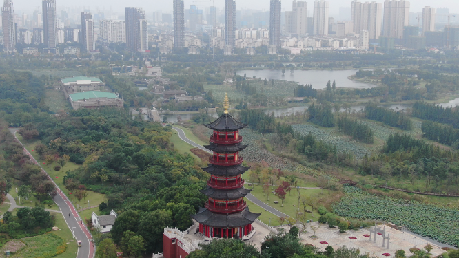 江西南昌象湖公园航拍 