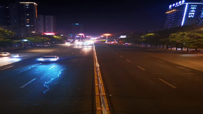 城市夜景交通车辆行驶湖南岳阳巴陵大道