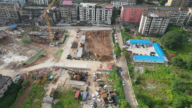 城市房地产施工工地航拍