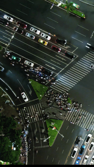城市延时广西南宁城市夜景交通航拍延时竖屏 