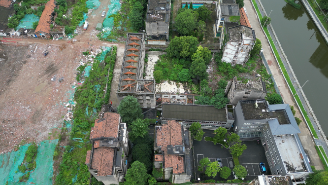 城市拆迁户施工乡村航拍