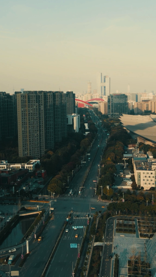 城市航拍南京城市交通竖屏航拍