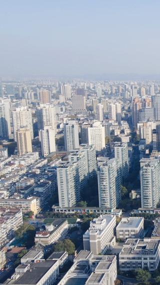 城市航拍南京城市高楼建设竖屏
