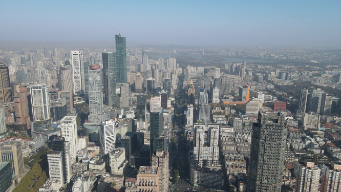 城市航拍南京新街口商业圈
