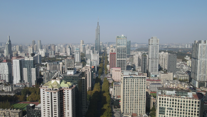 城市航拍南京高楼建筑