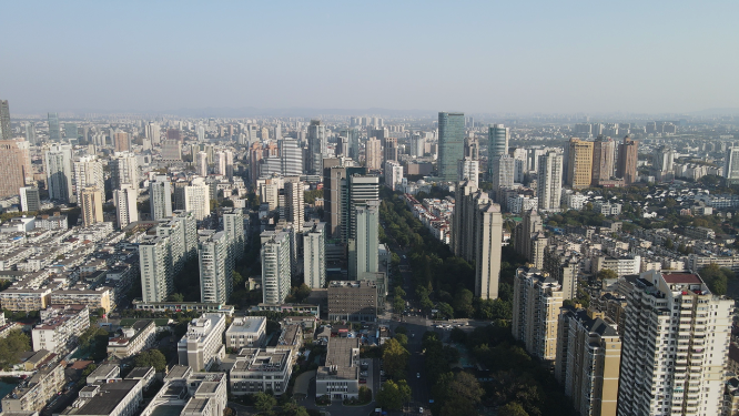 城市航拍南京高楼建筑