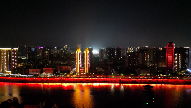 城市航拍夜景万家灯火航拍