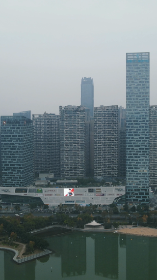 城市航拍安徽合肥天鹅湖保利mall